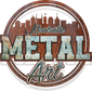 Rustic Nashville Metal Art logo featuring city skyline silhouette and vintage design elements.
