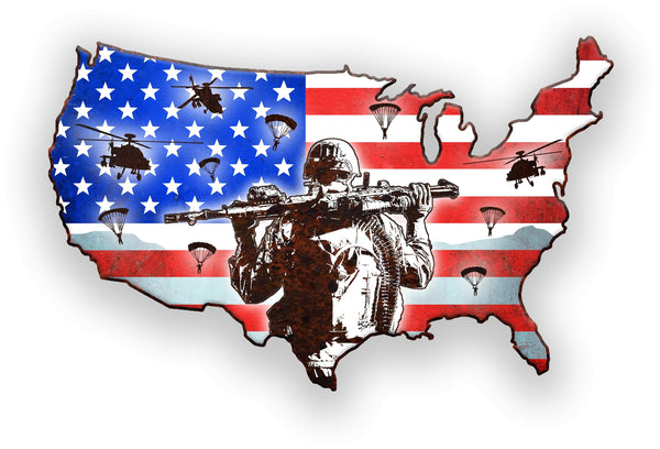 Paratrooper American Flag- UV PRINTED STEEL