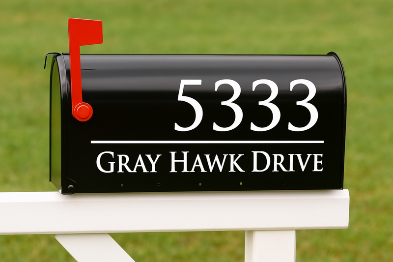 Custom Mailbox Address Vinyl Decal – Available for Standard & Large Mailboxes