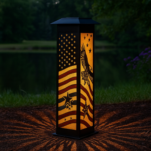 Liberty Spire: Patriotic Solar Garden Light | Waterproof with American Flag & Eagle Design
