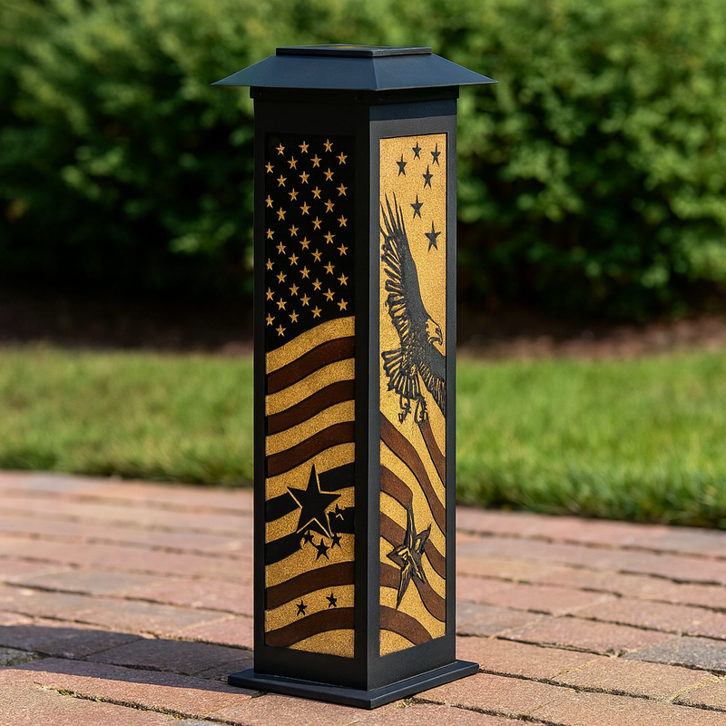 Liberty Spire: Patriotic Solar Garden Light | Waterproof with American Flag & Eagle Design
