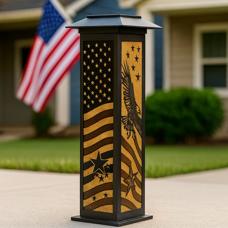 Liberty Spire: Patriotic Solar Garden Light | Waterproof with American Flag & Eagle Design