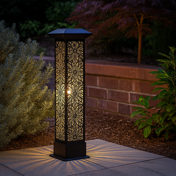 Solara Spire: Mandala - Decorative Solar Garden Light | Waterproof with Floral Pattern