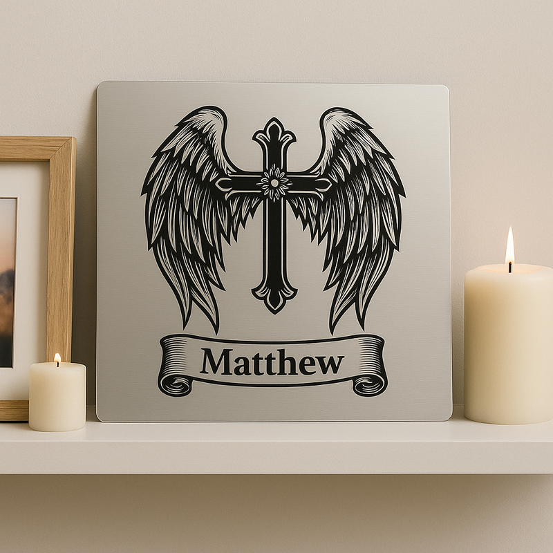 Guardian Wings™ Memorial Plaque – Personalized Remembrance Gift