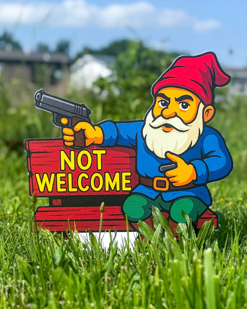 Gnomefront Defense Squad™ – UV-Printed Aluminum Gnomes