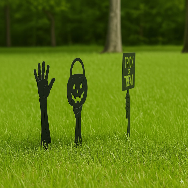 Trick-or-Treat Skeleton Hand Stakes (3-Pack)