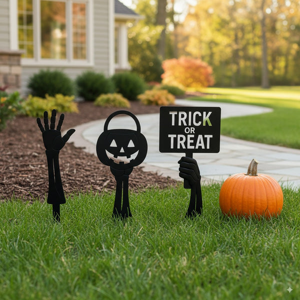 Trick-or-Treat Skeleton Hand Stakes (3-Pack)