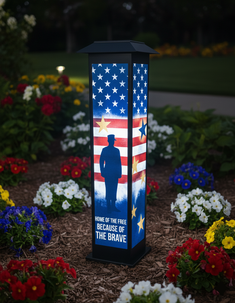 Valor Spire: Military Tribute Solar Light | Acrylic Panel Edition