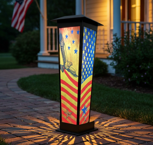 Liberty Spire: Patriotic Solar Garden Light | Waterproof with American Flag & Eagle Design