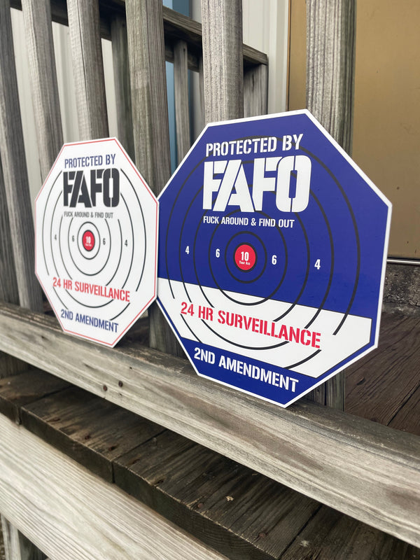 Protected By FAFO Bullseye Metal Sign