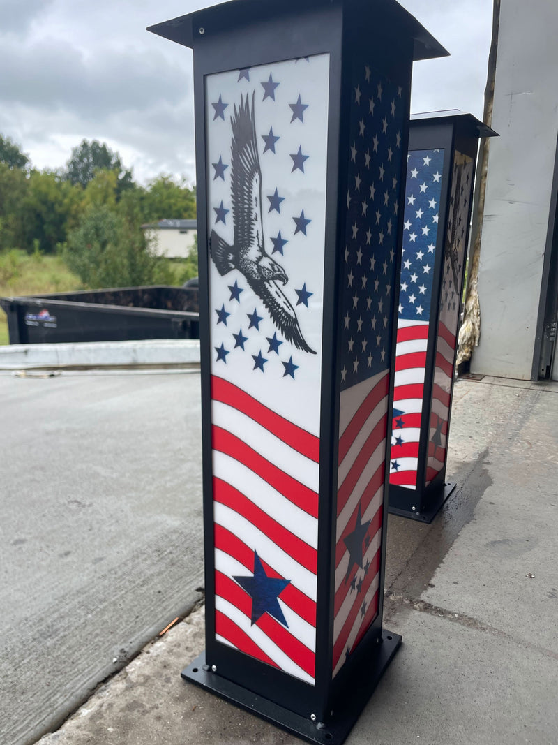 Liberty Spire: Patriotic Solar Light | American Flag & Eagle Design — Now With Interchangeable Panels