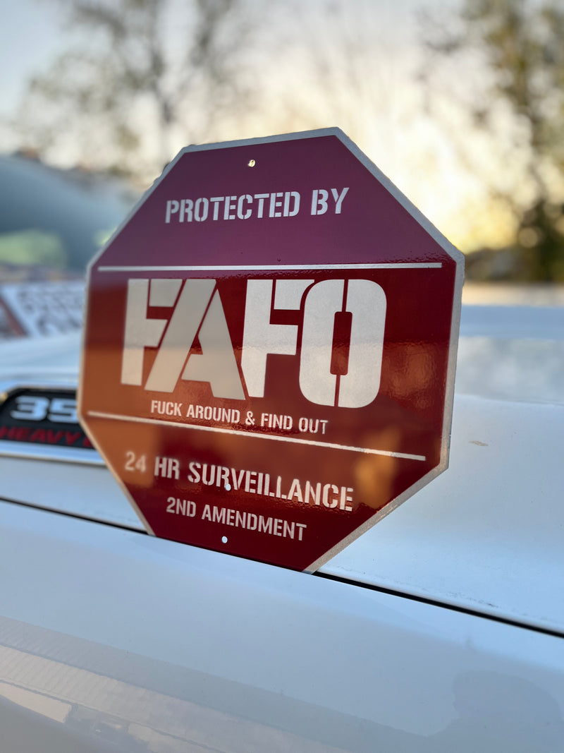 Protected By FAFO "Custom College" Metal Sign