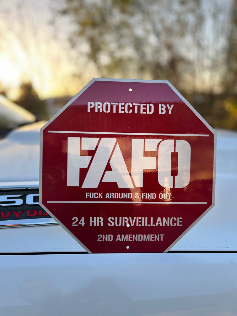 Protected By FAFO "Custom College" Metal Sign