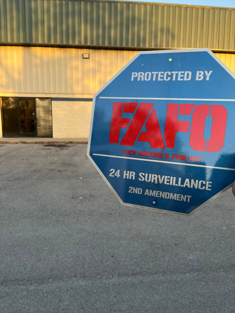 Protected By FAFO "Custom College" Metal Sign