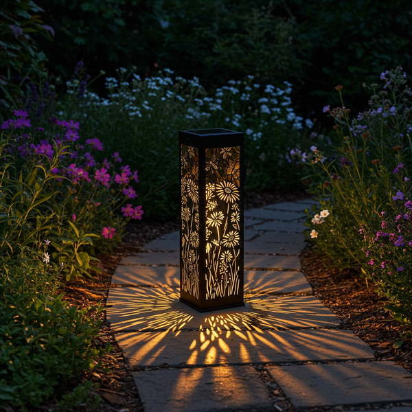 Sunpetal Spire: Decorative Solar Garden Light | Waterproof with Daisy Pattern