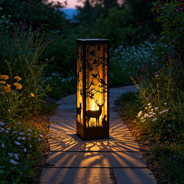 Everwild Spire: Decorative Solar Garden Light | Waterproof with Forest Animal Pattern
