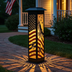Liberty Spire: Patriotic Solar Garden Light | Waterproof with American Flag & Eagle Design