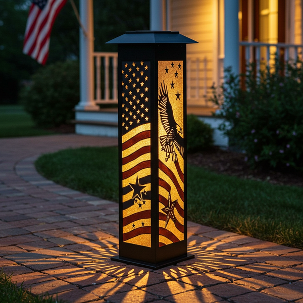 Liberty Spire: Patriotic Solar Garden Light | Waterproof with American Flag & Eagle Design