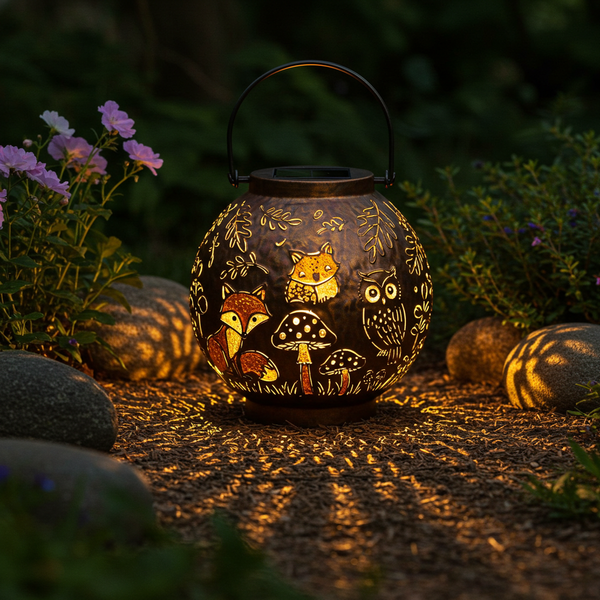 Whimsy Woods Glow: Solar Lantern with Woodland Creature Cutouts