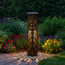 Eagle Crest Spire: Patriotic Solar Garden Light | Waterproof with Bald Eagle & Star Design