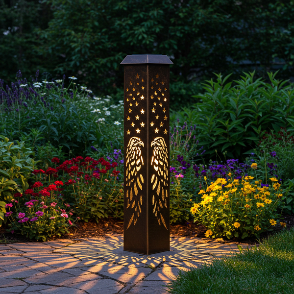 Eagle Crest Spire: Patriotic Solar Garden Light | Waterproof with Bald Eagle & Star Design
