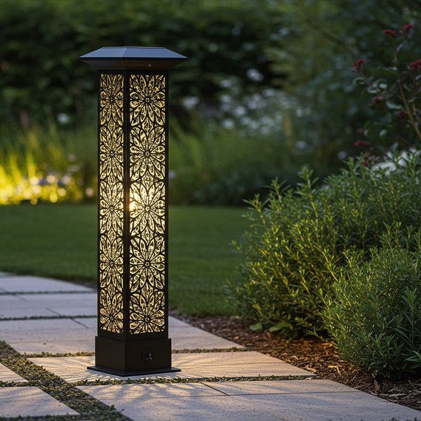 Solara Spire: Mandala - Decorative Solar Garden Light | Waterproof with Floral Pattern
