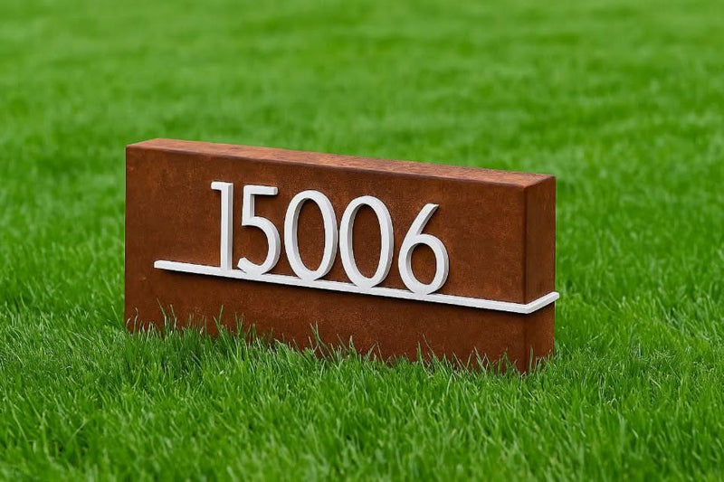 Half Box Modern Steel Address Sign 18x30"