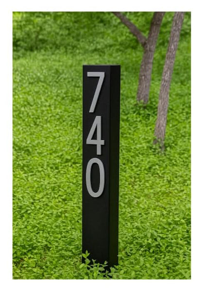 Modern Vertical Steel Address Post – Corten Rust Finish, 40