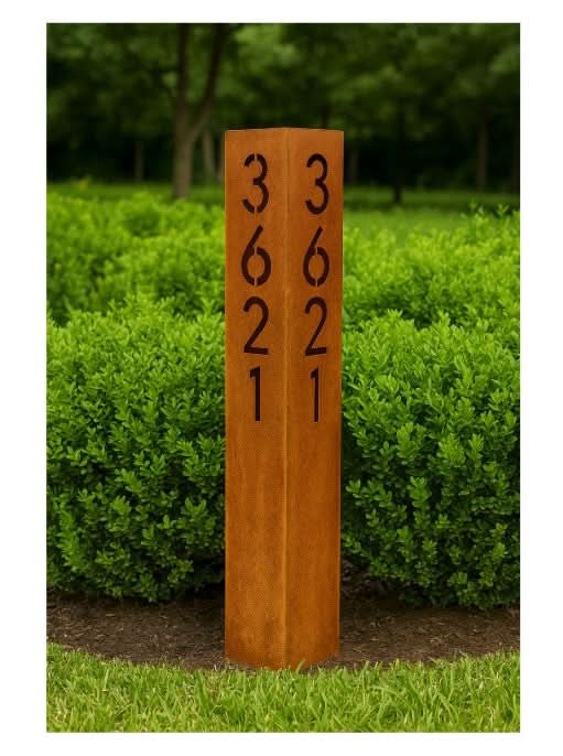 Modern 6x6 Steel Address Post – Custom Cutout or Magnetic Aluminum Numbers