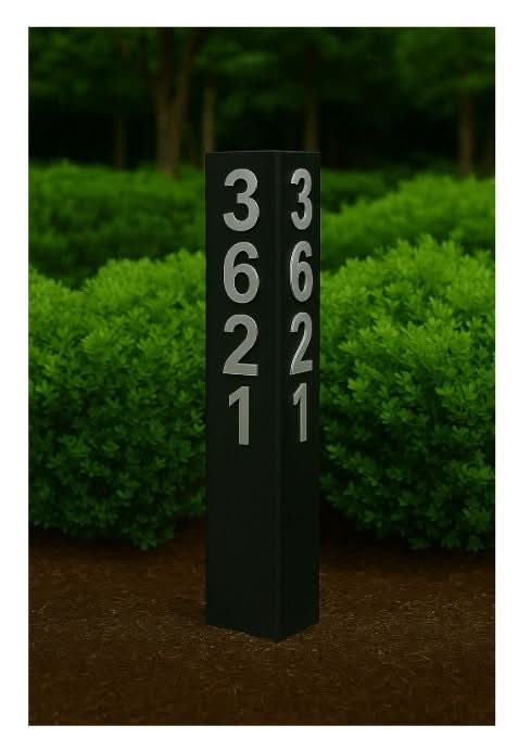 Modern 6x6 Steel Address Post – Custom Cutout or Magnetic Aluminum Numbers