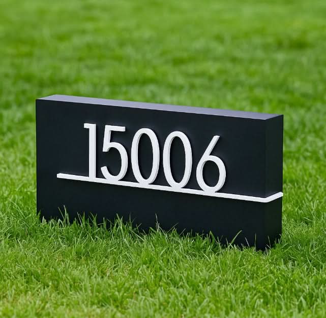Half Box Modern Steel Address Sign 18x30"