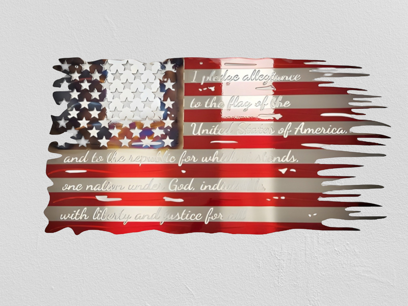 Tattered Pledge Of Allegiance Flag- High Quality 100% Made In The USA