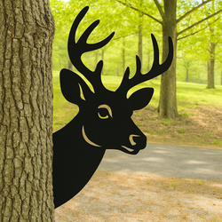 Peek-A-Boo Deer Corner Metal Sign - Buy One Get One 50% OFF - 15" Powder-Coated Yard Art