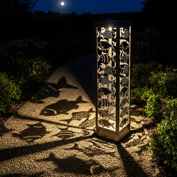 Silver Shoal Spire: Decorative Solar Garden Light | Waterproof with Fish Pattern