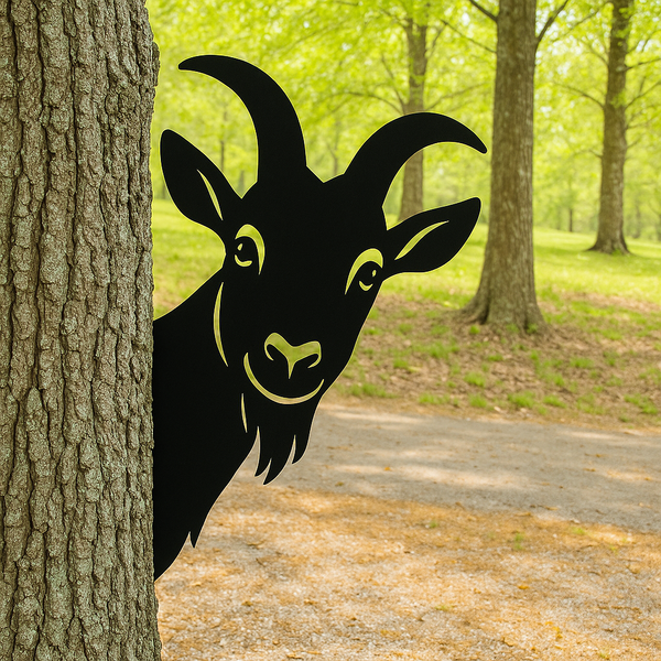 Peek-A-Boo Goat Corner Metal Sign - Buy One Get One 50% OFF - 15" Powder-Coated Yard Art