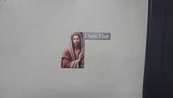 Jesus 'I Saw That' (Funny, 6" x 4", Vinyl Sticker)