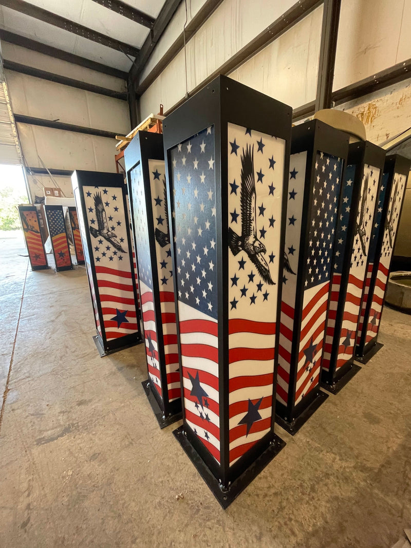 Liberty Spire: Patriotic Solar Light | American Flag & Eagle Design — Now With Interchangeable Panels