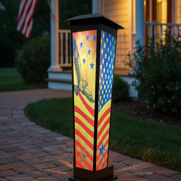 Liberty Spire: Patriotic Solar Garden Light | Waterproof with American Flag & Eagle Design