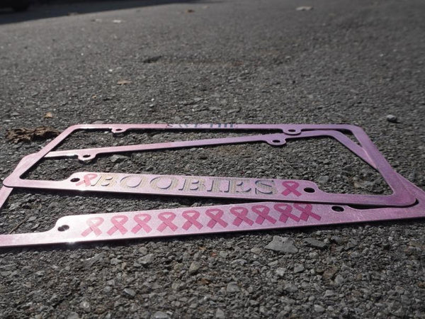 Save The Boobies License Plate Frame (Breast Cancer Awareness) Pinktober Exclusive!