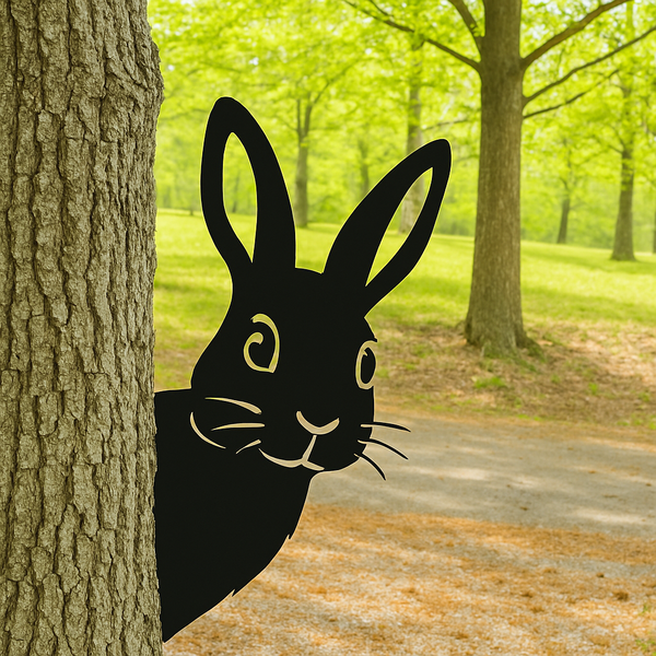 Peek-A-Boo Rabbit Corner Metal Sign - Buy One Get One 50% OFF - 15" Powder-Coated Yard Art