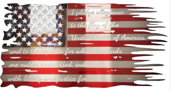 Tattered Pledge Of Allegiance Flag- High Quality 100% Made In The USA