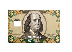 Benjamin Franklin card cover with 'Mo Money Mo' Problems' design, combining classic and modern money themes.