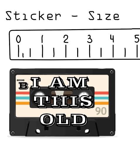 I Am This Old Cassette Tape Decal – 4" x 2.5"