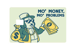 Mo Money More Problems card cover featuring a cartoon dog holding money and a bag of cash, inspired by hip-hop culture.