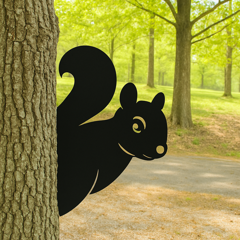 Peek-A-Boo Squirrel Corner Metal Sign - Buy One Get One 50% OFF - 15" Powder-Coated Yard Art