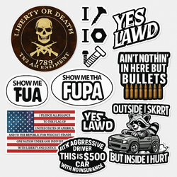Freedom & Fun Sticker Set – Humor, Patriotism, and Attitude
