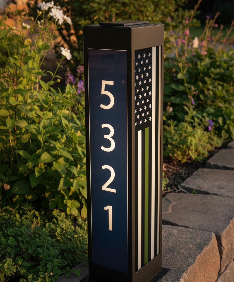 Liberty Address Pillar | Steel Solar Address Light Made in Tennessee ...