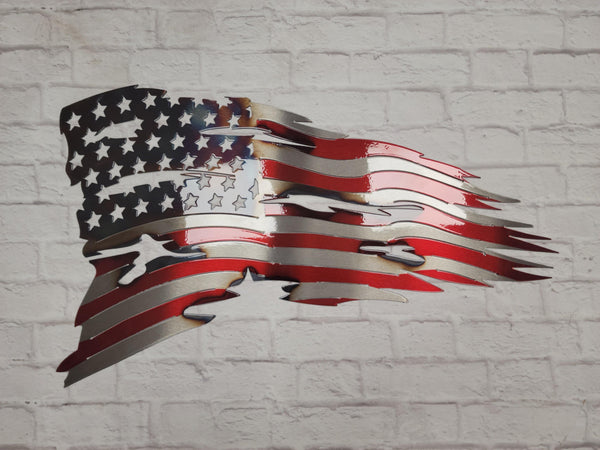 Tattered & Torn American Flag (LIMITED STOCK) - Nashville Metal Art