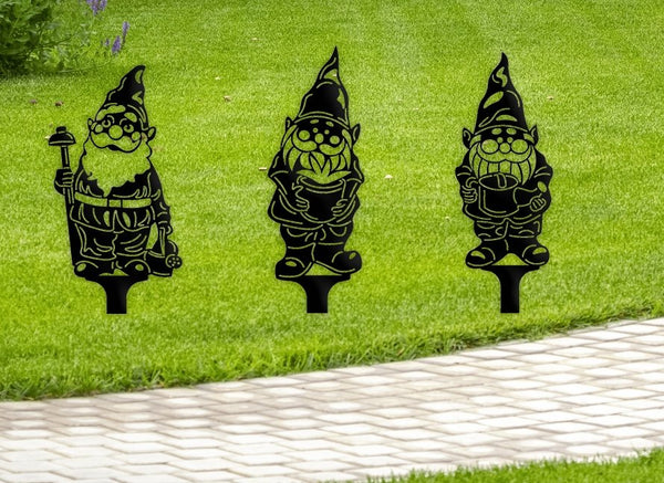 Garden Gnome Stake Bundle (3)