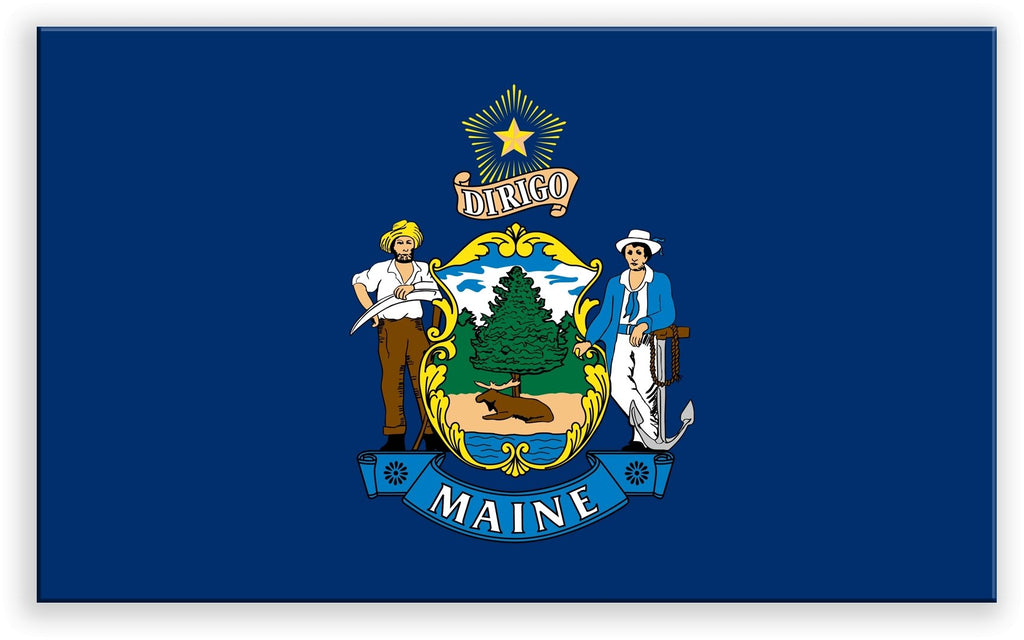 Aufnäher Mit Flagge Von Maine Zum Aufbügeln Auf Der Rückseite, Bestickt